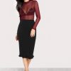 Black High Waist Pencil Midi