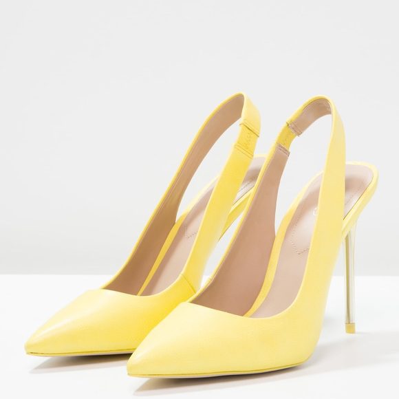 Gently Worn- Nilky Yellow Slingback Aldo Heels (Almost Brand New ...