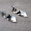 Long silver earrings, Silver drop earrings, Dangle Silver earrings, Hammered earrings, Leaves earrings, Rain drops - Image 6