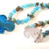 Blue Agate Butterfly Pendant~Stone Beaded Necklace~Statement Necklace~Handmade by Queen2Bohemian - Image 3