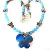 Blue Agate Butterfly Pendant~Stone Beaded Necklace~Statement Necklace~Handmade by Queen2Bohemian - Image 2