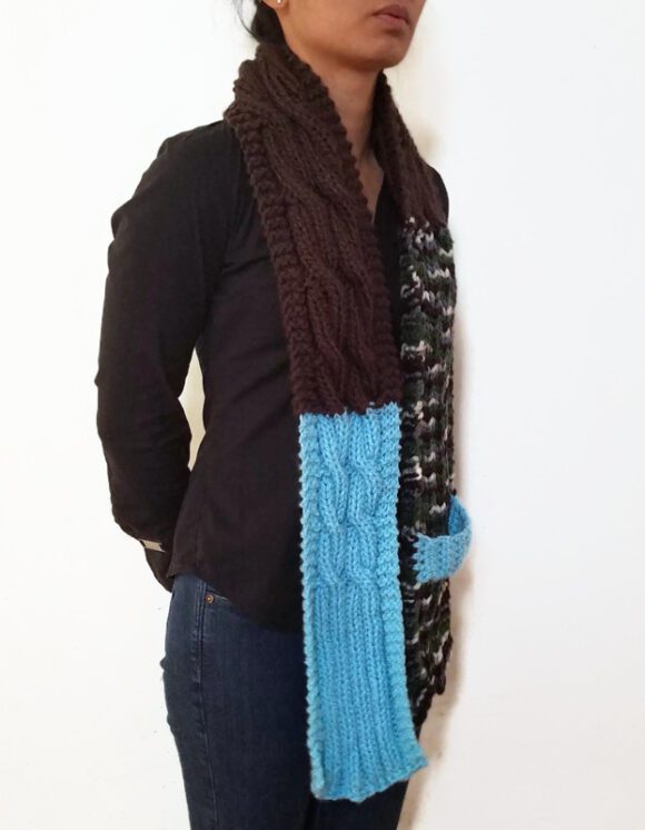 Cable Knit Scarf With Strap Vone Kevitz