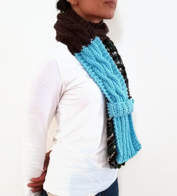 Cable Knit Scarf With Strap Vone Kevitz