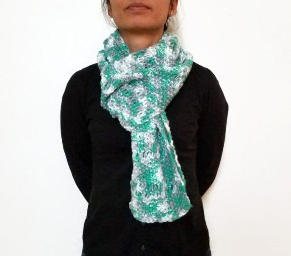 Teal/Grey/White ESTHER Scarf Vone Kevitz