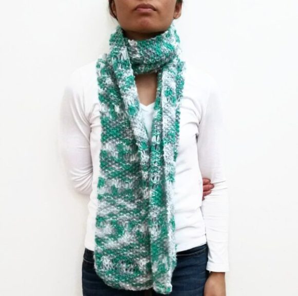 Teal/Grey/White ESTHER Scarf Vone Kevitz