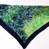 Gently Worn Vintage Style Navy and Grass Green Silk Scarf - Image 3