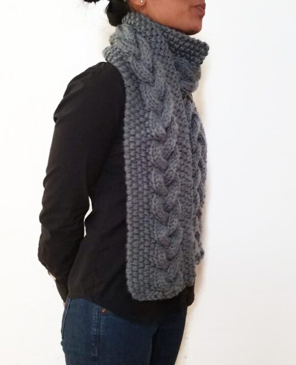 Grey Triple Yarn Cable Scarf Vone Kevitz