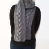 Grey Triple Yarn Cable Scarf Vone Kevitz