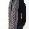 Grey Triple Yarn Cable Scarf Vone Kevitz