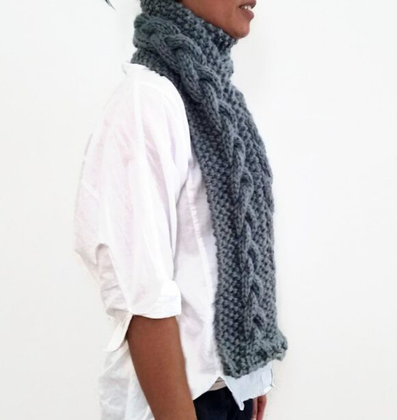 Grey Triple Yarn Cable Scarf Vone Kevitz