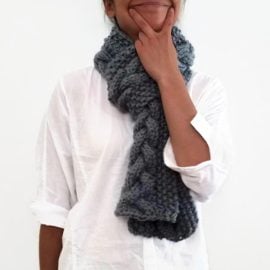 Grey Triple Yarn Cable Scarf Vone Kevitz