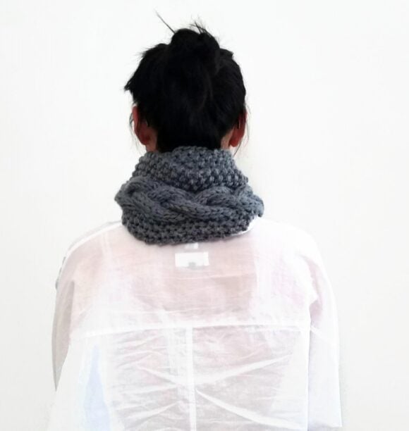 Grey Triple Yarn Cable Scarf Vone Kevitz