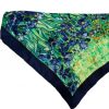 Gently Worn Vintage Style Navy and Grass Green Silk Scarf - Image 2