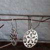 Round silver earrings, Sterling silver earrings, Dangle silver earring, Simple earring, for women, Handmade jewelry, Floral earring, Mandala - Image 6