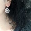 Round silver earrings, Sterling silver earrings, Dangle silver earring, Simple earring, for women, Handmade jewelry, Floral earring, Mandala - Image 2