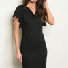 CHARLOTTE BLACK RUFFLES MIDI