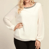 ROYAL CURVES GABRIELLA CREAM BLOUSE