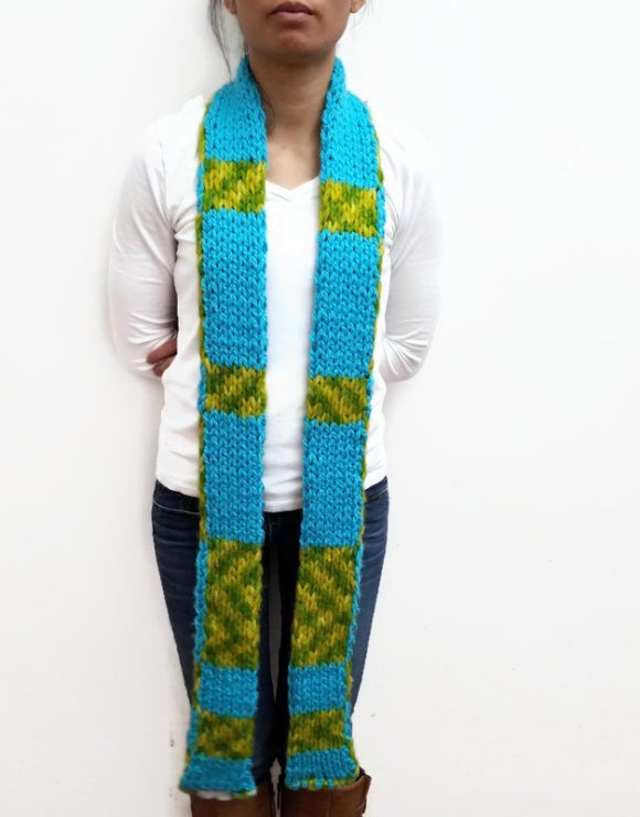 Vone Kevitz Blue/Green Double Knit Scarf