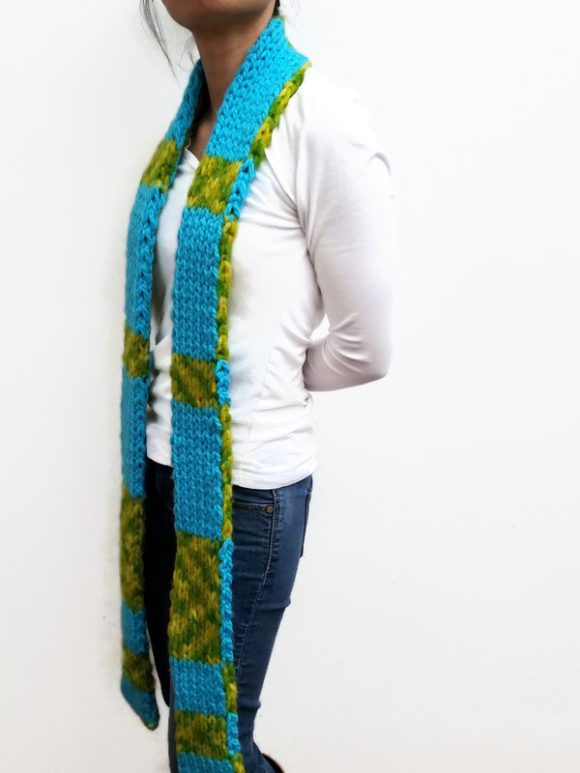 VK Dare To Be Original Blue/Green Double Knit Scarf