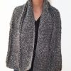 Vone Kevitz Grey Multi Mohair Crochet Cable Shawl