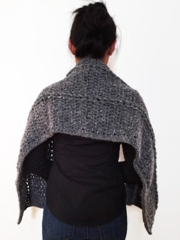 Vone Kevitz Grey Multi Mohair Crochet Cable Shawl