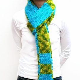 Blue/Green Double Knit Scarf