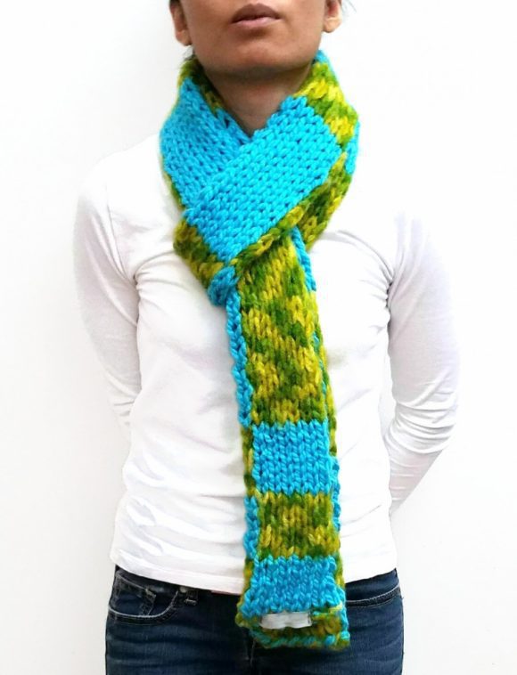 Blue/Green Double Knit Scarf