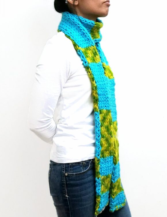 Vone Kevitz Blue/Green Double Knit Scarf