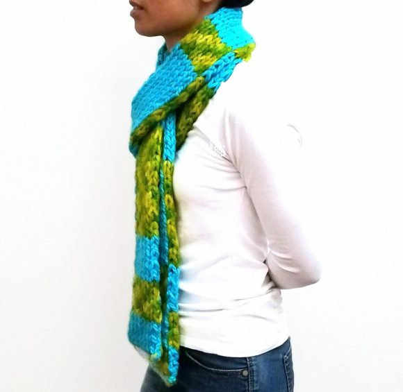 Vone Kevitz Blue/Green Double Knit Scarf