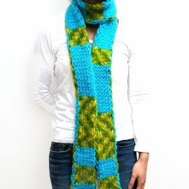 Vone Kevitz Blue/Green Double Knit Scarf