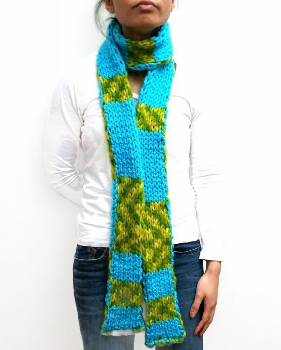 Vone Kevitz Blue/Green Double Knit Scarf