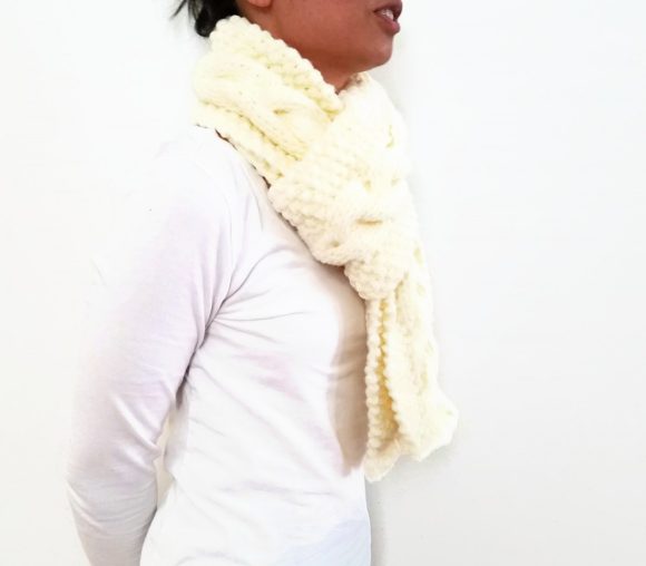 Vone Kevitz Antique White Cable Scarf