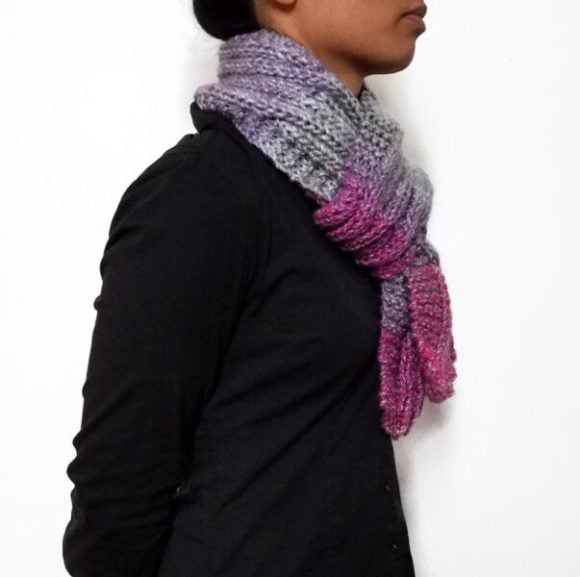 Vone Kevitz Pink/Grey Variegated Cable Scarf