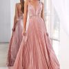 A-LINE ROSE GOLD METALLIC DRESS