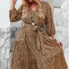 Floral Tie Waist Swing Dress