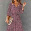 Floral Tie Waist Swing Dress - Image 3