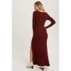 HIGH SLIT BURGUNDY KNIT SWEATER DRESS - Image 3