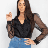 BLACK ORGANZA SHEER BLOUSE