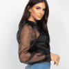 BLACK ORGANZA SHEER BLOUSE - Image 2