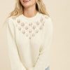 OPENWORK STITCH IVORY PULLOVER