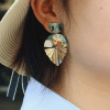 Gold Foil Polymer Clay Drop Earrings - Image 2
