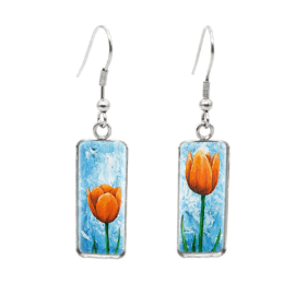 Whimsical Floral Rectangular Colorful Earrings  2