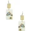Clay Flower Rectangle Dangle Earring