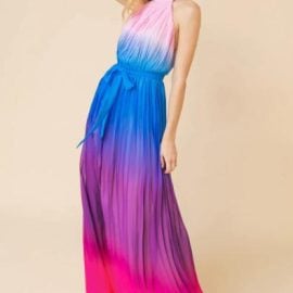 SHEER PLEATED OMBRE MAXI