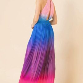 SHEER PLEATED OMBRE MAXI