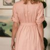 Drop Shoulder With Waist Tie Belted Dress