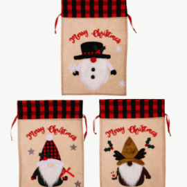 3-Pack Christmas Graphic Drawstring Gift Bags