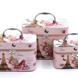 Paris Eiffel Printed 3 Pieces Cosmetic Case Set