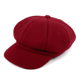 WOOL BERET STYLE CABBIE BAKER CAP-BURGUNDY