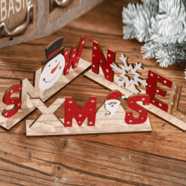 3-Pack Christmas Wooden Letter Table Ornaments